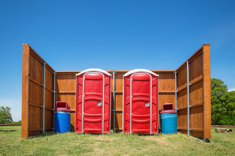 Short-term porta potty units staged for delivery in Allentown, Pennsylvania